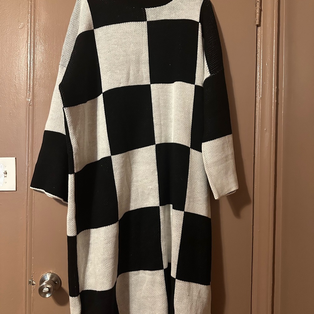 Dressed in LALA Black and White Checkered Midi Dress